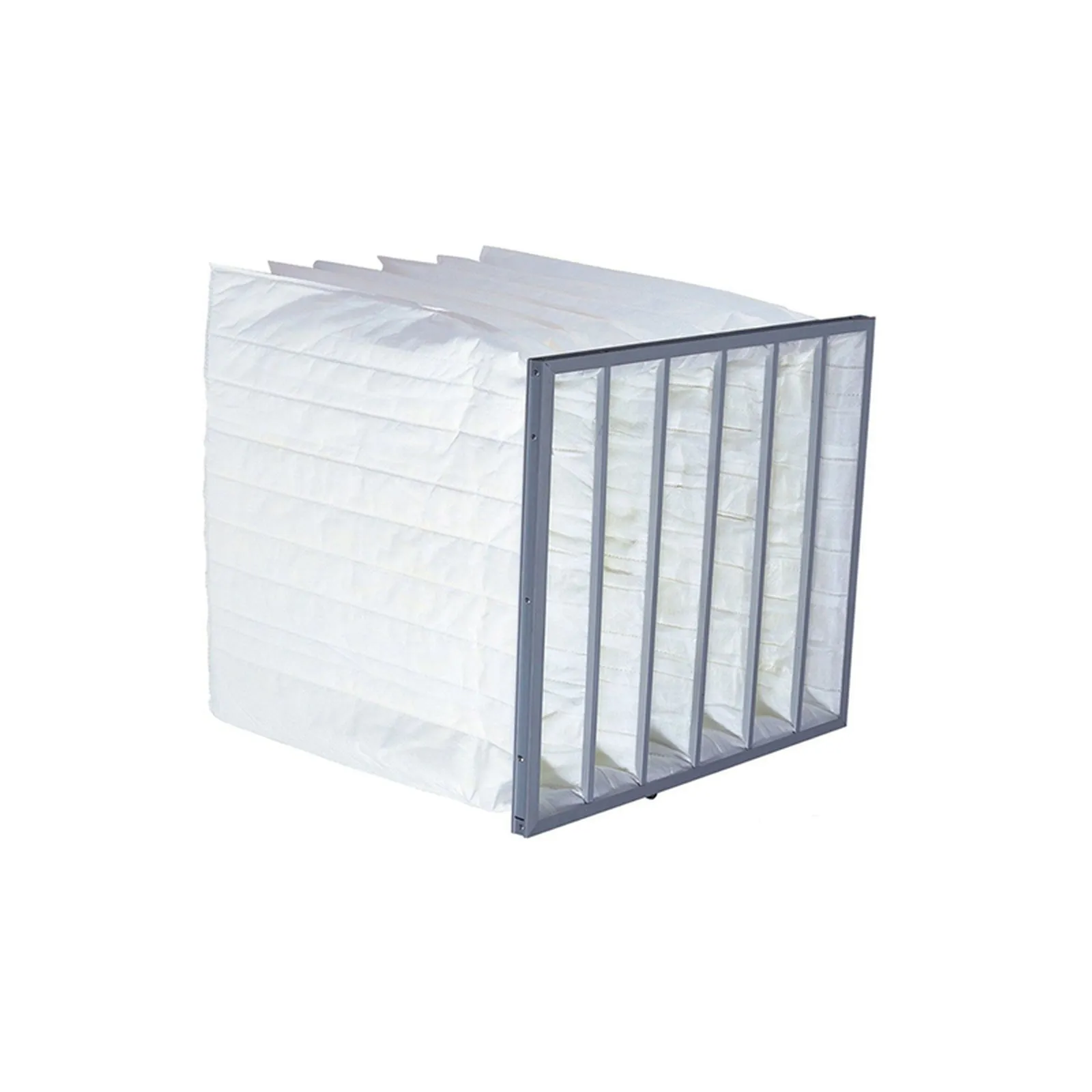 Pocket filter with darker filter bags in a frame, photographed on a white background.